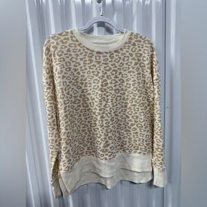 True & Co. Cream and Tan Leopard Print Sweatshirt